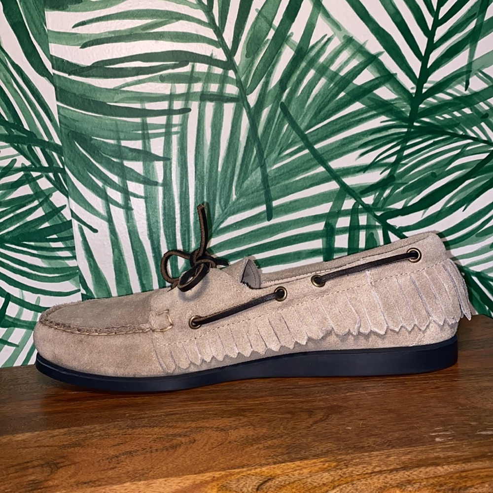 Ronnie Fieg x Sebago Tan Suede Fringe Leather Dockside Moccasins Men’s 9.5 M - Picture 5 of 11